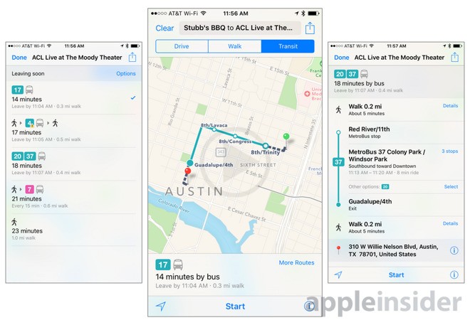 Apple Maps Transit Information For Austin Texas