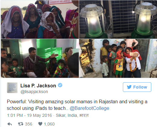 Lisa Jackson Tweets About Her Experience at the Barefoot College in India